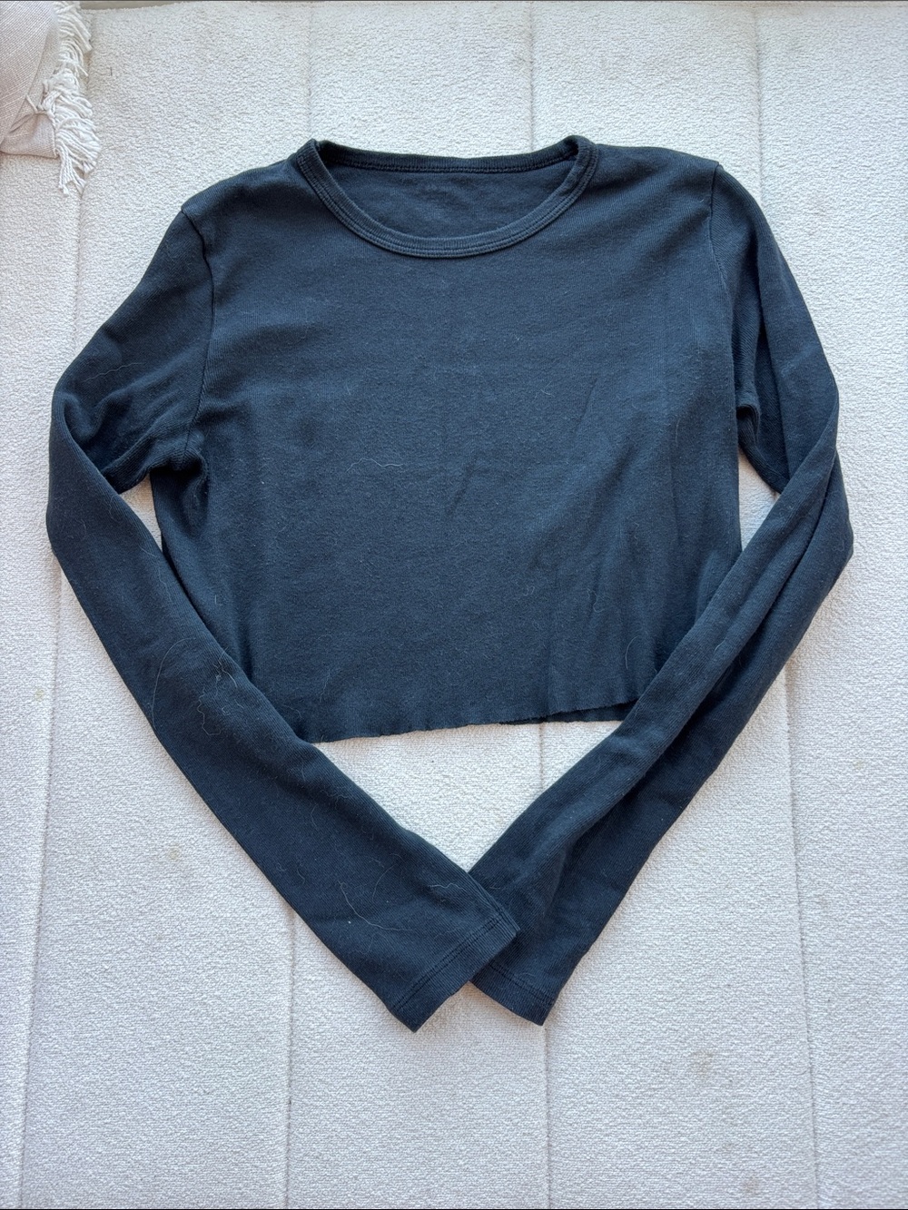 Brandy Melville Black Cropped Long Sleeve Tee